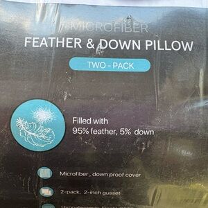 JCPenney Microfiber Feather & Down Pillow Two-Pack - White and Blue